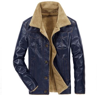 Motorcycle Pu Leather Jacket Winter Men 'S Jacket Lapel Plus Velvet Cotton Thick Leather Jacket