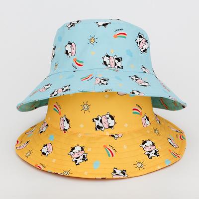 Spot Children Fisherman Hat Student Cartoon Printed Baby Sunscreen Sun Hat Boys and Girls Flat Top Basin Hat