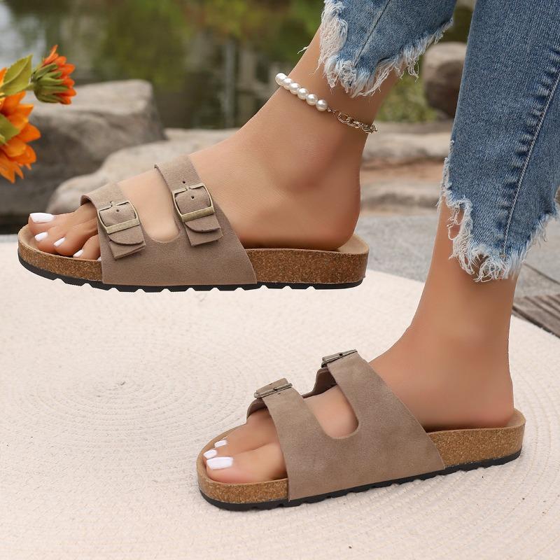 Fashion New Style Classic Cork Sandals for Women Fashion Soft Thick Sole Cork Slippers Summer Beach Sandals Home Open Toe Flat Sandals
