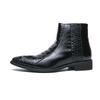 High Cut Pointed Men Chelsea Boots with Zipper Sleeves and High Sleeves Retro and Fashionable Crocodile Print Large Men Shoes