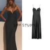 Summer New Product Women's Clothes Black Ankle Casual Vacation Style Silk Texture Length Dress 2968052