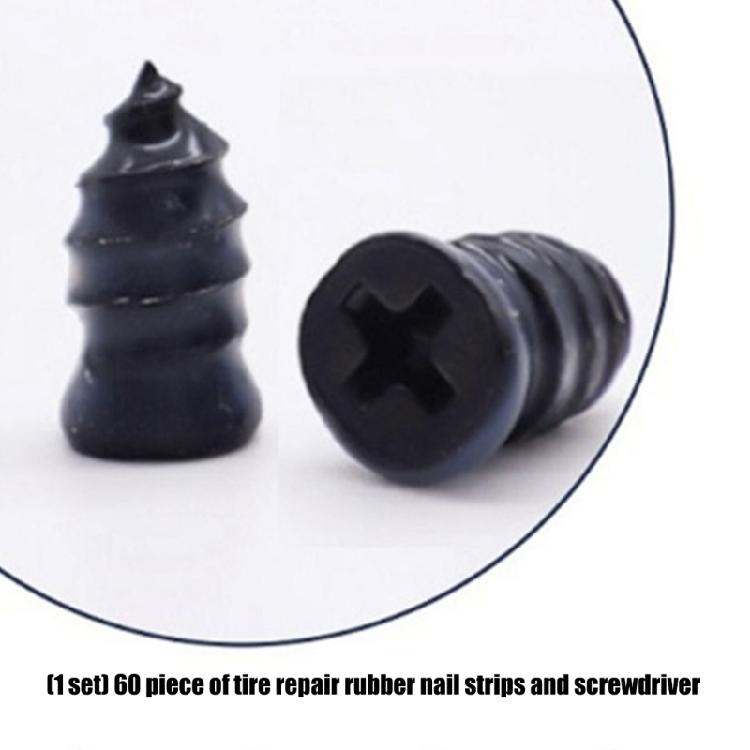 60pcs Reliable Tire Puncture Repair Plugs and Screwdriver Kit for Immediate Leak Stopping In Automotive Tires On Outdoor Adventures