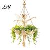 Garden Landscaping Accessories Fairy Ballet Dancer Mermaid Hanging Planter Resin Decorative Flower Pot with Metal Chain Hand Carved Planter Outdoor