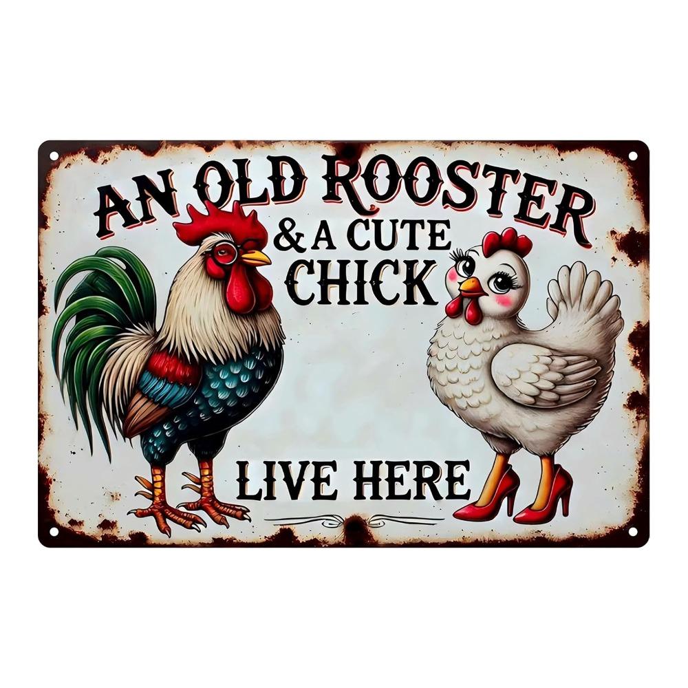 Metal Material Chicken Coop Signs 20 * 30cm Rustic Chicken Coop Accessories Vintage Funny Style Funny Chicken Signs
