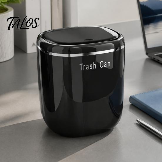 Small Garbage Can for Car Desktop Trash with Pop-up Cover, Waterproof Mini Compact Waste Countertop Storage Bin, PP Container Desk Office And Bathroom