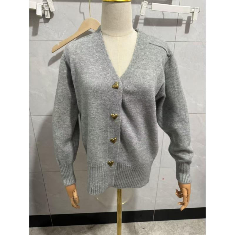 Women S V Neck Solid Color Loose Knit Cardigan Sweater Coat
