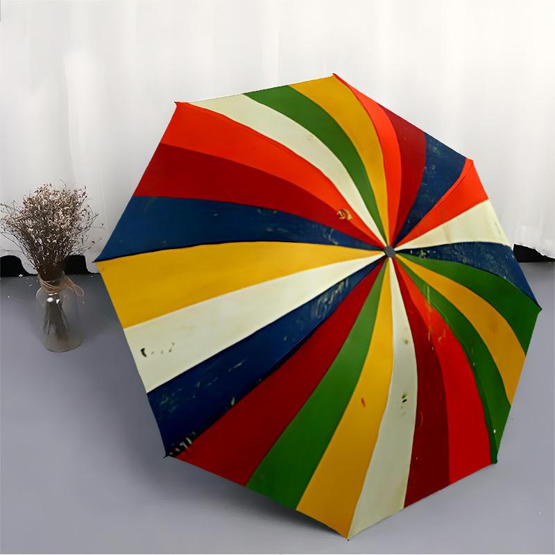 1pc Color Wheel Automatic Folding Umbrella - Design, Durable Iron Frame for Travel, Outdoor, Beach Fashion Accessory a0920046