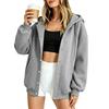 Women's Casual Hooded Long Sleeve Button Up Sweatshirt Color