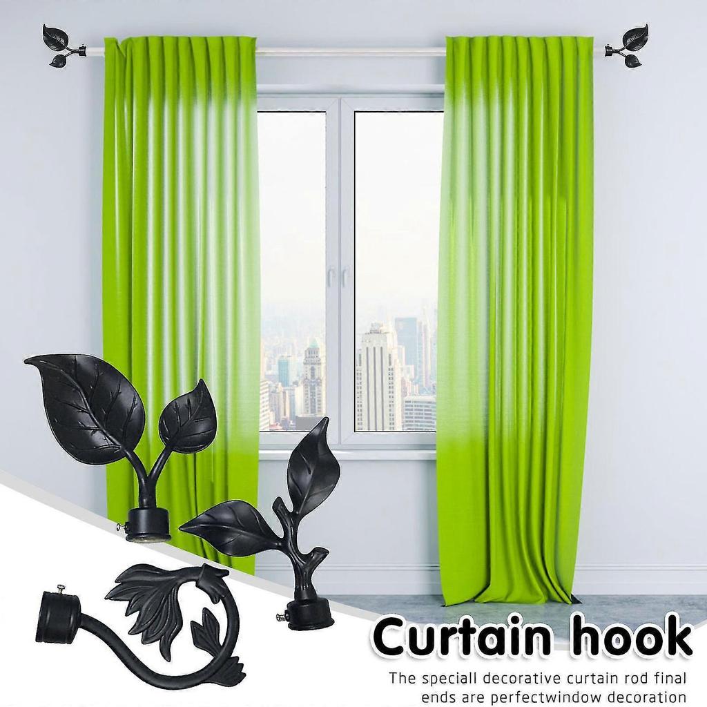3pcs Curtain Rod Finials Leaf Shaped Curtain Rod End Drapery Rail Pole Head Cap