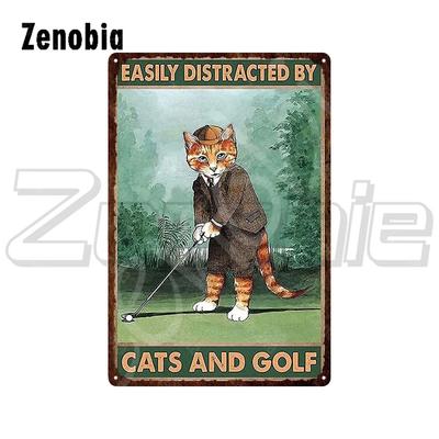 Vintage Metal Wall Sign for Dogs and Cats, Cartoon, Cute Animals, Tin Signs for Home Decor