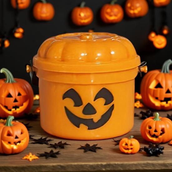 3/7Pcs Mini Pumpkin Bucket Striking Nostalgic Design Weird Atmosphere Spooky Mini Pumpkin Bucket Ornament