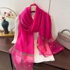 2025 Stylish Springsummer Beaded Faux Silk Sun Protection Shawl Scarf