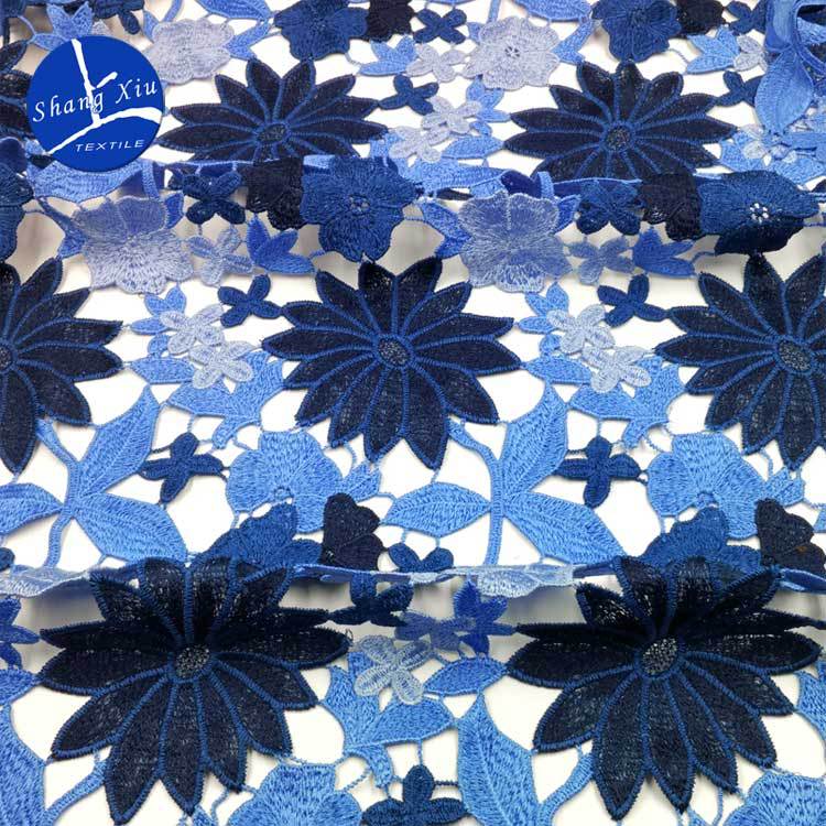 Polyester Light Silk Multi-Color Embroidery Fabric, Water-Soluble Lace Heavy Industry Yarn-Dyed Colorful Full-Width, Three-Dimensional Hollow Cloth
