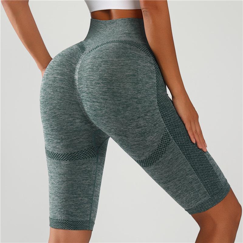 

Women s High Waist Seamless Yoga Capri Pants - Stretchy Peach Butt Design for Fitness and Cycling XL зелений