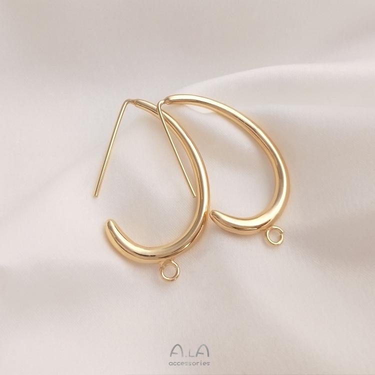 Gold-filled C-shaped Egg Earrings with Jump Rings - Handmade, Simple, Stylish Design.