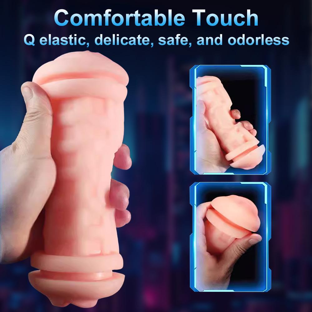 Male Stroker Double Ended Masturbation Cup Pocket Pussy Vibrator Lifelike Vaginal  Mouth Tongue Blowjob Adult Sex Toys for Man