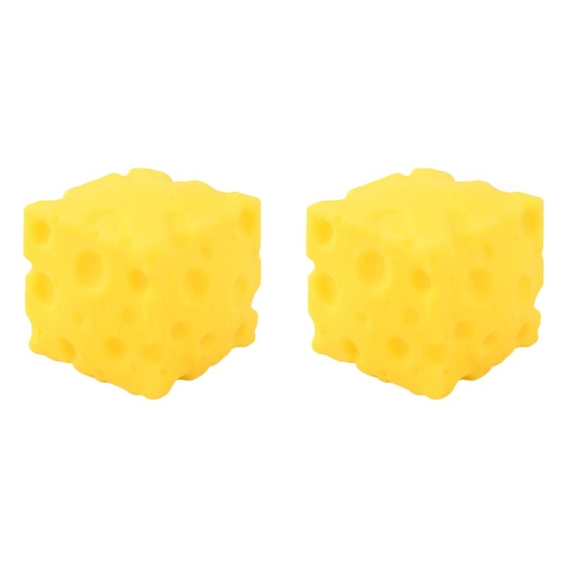 

Set of 2 Cheese Shape Stress Reliever Ball Funny Simulation Food Squeeze Sensory Toy For Hand Muscle Exercise Fun 1