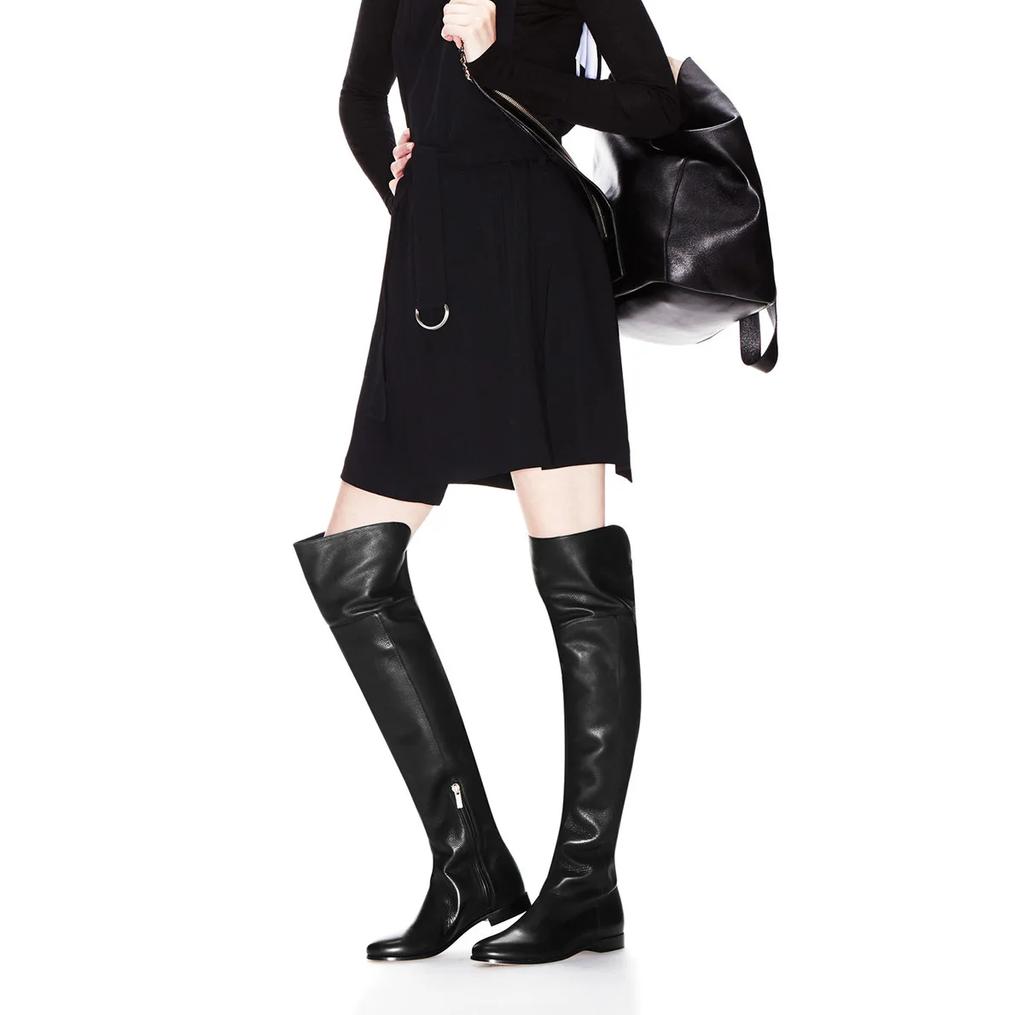 Fashion 2025 Winter Fashion Women Boots Black/brown Side Zipper Round Toe Square Heel Over The Knee Flat Boots Casual Knight Boots