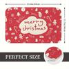 Festive Cherry Red Christmas Doodle Non-Slip Doormat - Machine Washable Lightweight Polyester Mat with Rubber Backing, Irregular