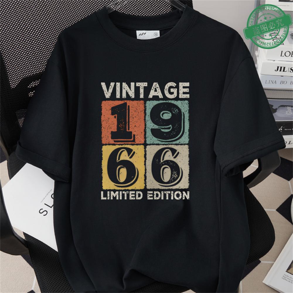 HighQuality Cotton TShirt for Men 1966 60th Birthday Unisex Loose Oversized Clothing O Neck Short Sleeve Tees Streetwear