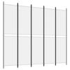 5 Piece White Folding Screen 250 X 220 Cm Fabric