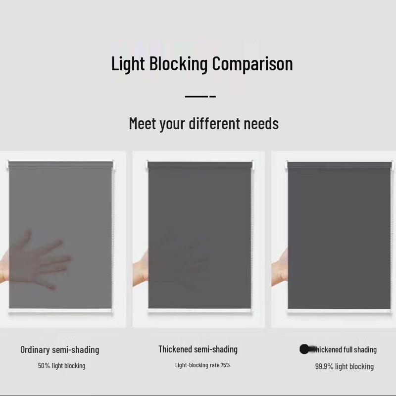 No-Drill Thickened Blackout Flame Retardant Office Roller Blinds with Heat Insulation