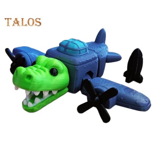 

3D-печатный крокодиловый орнамент, портативная игрушка-фиджет в виде животного, гибкая игрушка-бомбардировщик для снятия стресса в виде крокодила для домашнего офиса, декор зелёный/синий