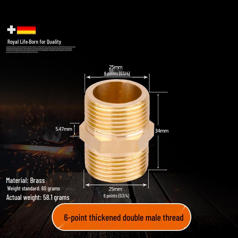 All-Copper Male Thread Direct Coupling, Short To Extended Thread, 4-Point To 6-Point, 1-Inch Inlet Pipe Reducing Joint