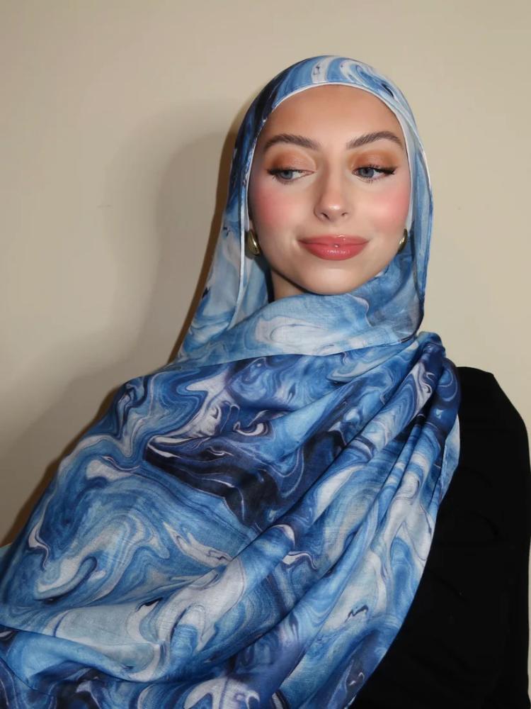 Aquarell Blume Viskose Hijab Schal Atmungsaktiv Weich Lang Mode Schals Kopftuch Paisley Muster Muslimische Hijabs Für Frauen