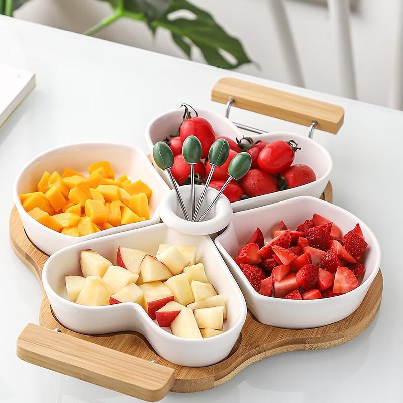 Керамическое блюдо для сервировки с двумя ручками и разделителями ZISIZ