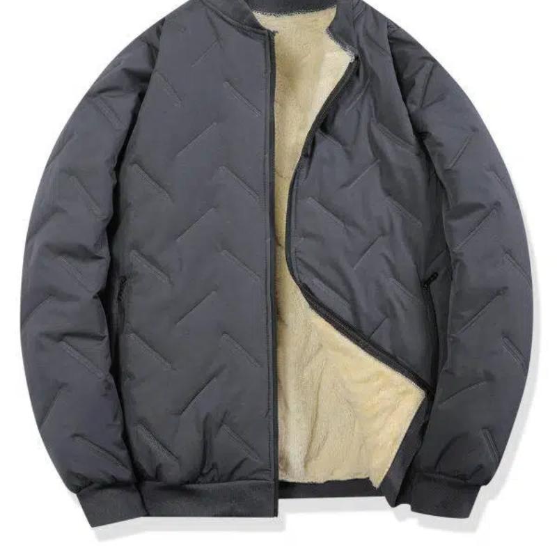 

Autumn Spring Stand Collar Fleece Warm Coat Men Solid Loose Casual All-match Jacket Outwear XL сірий