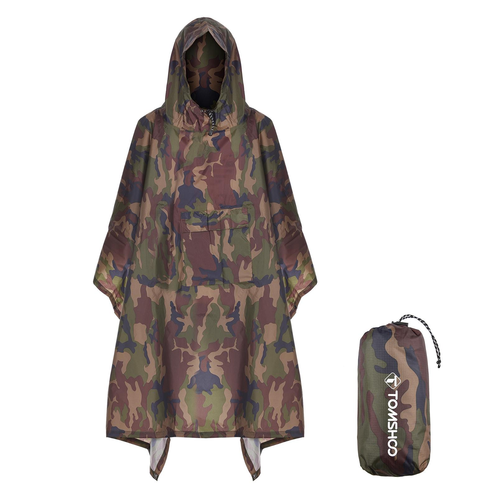 

Дощовик TOMSHOO з капюшоном і кишенею Легка водонепроникна куртка-дощовик Sun Shelter для чоловіків камуфляжний