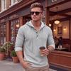 Hanorac Henley Casual pentru Bărbați cu Tricotaj Waffle