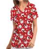 Short Sleeves Summer Winter Pajamas Santa Claus Woman T-Shirt V-neck Shirts Tops Christmas Blouse