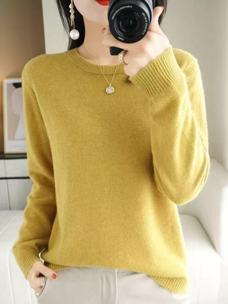 New Autumn Winter Women's Plus Size Round Neck Long Sleeve Knitwear Base Layer