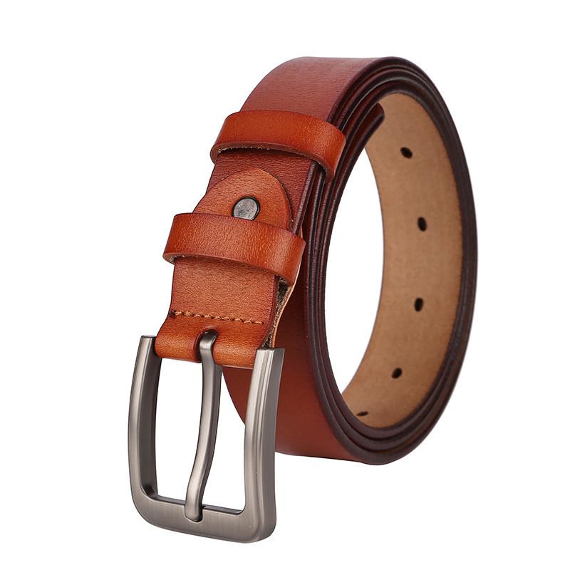 Mens Style Vintage Genuine Leather Waist Belt Metal Pin Buckle Belt Jeans