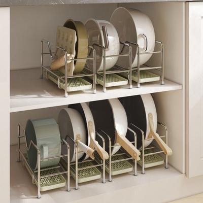 Stainless Steel Cookware Storage Rack Rustproof Pot Lid Rack Chopping Board Organizer Cabinet
