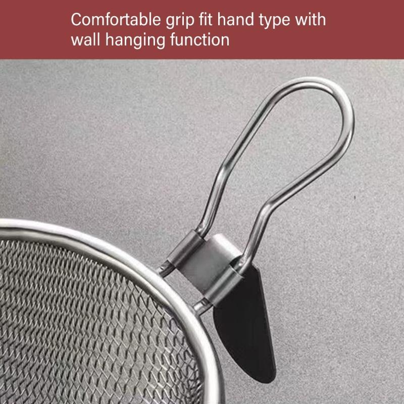 2Pcs 304Stainless Steel Colander Strainer with Metal Hook Strainer Basket Suitable for Draining Hot Pots Ingredient