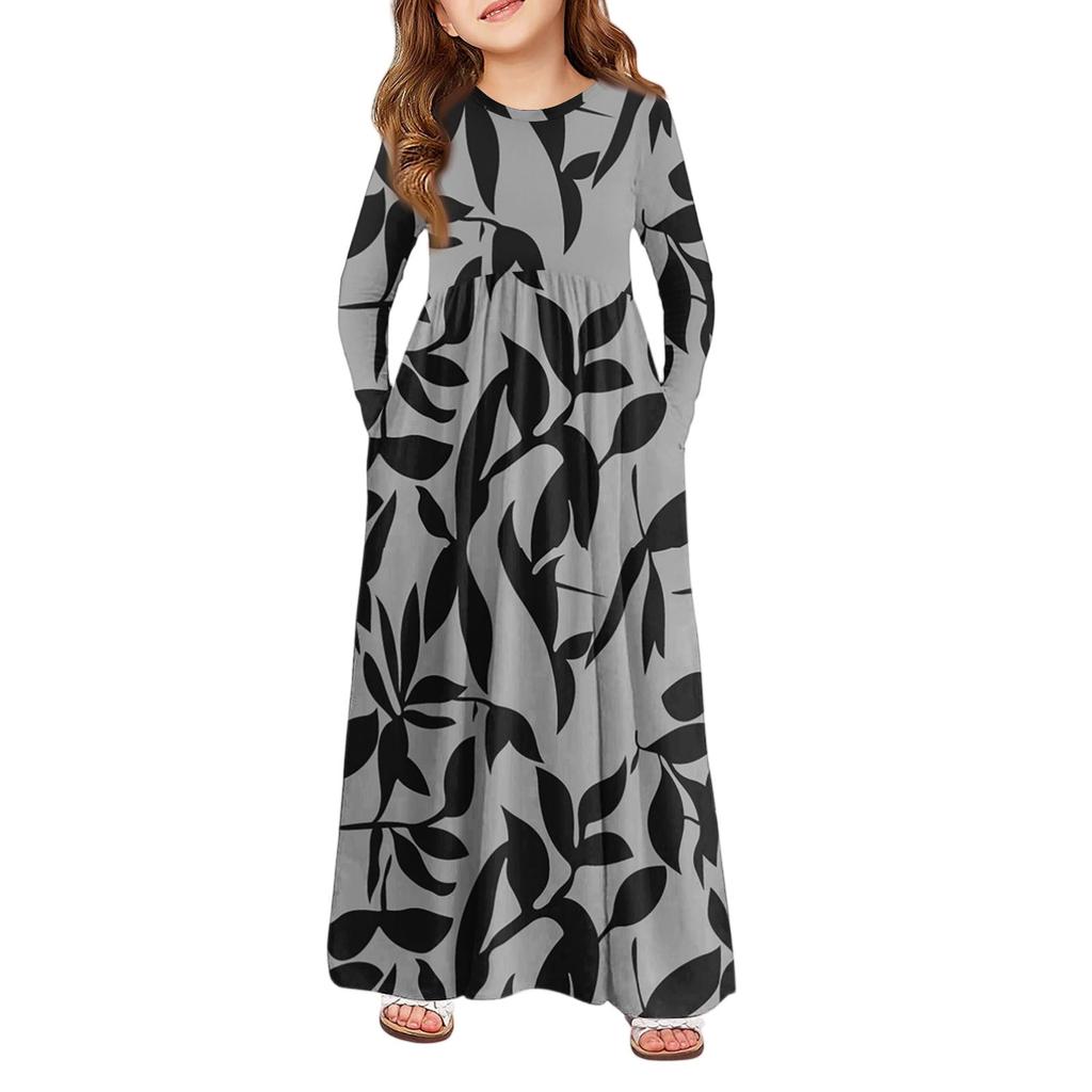 Girls' Maxi Dress - Long Sleeve Pocket Dress