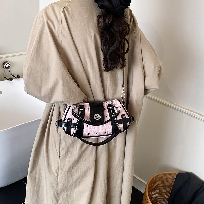 Premium Splicing Chain Handbag New Fashion Locomotive Shoulder Bag Large Capacity Commuter Messenger Bag