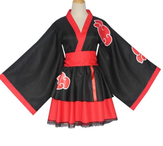 Dospělý japonský Kimono Cosplay Akatsuki Cloud Print Uchiha Sasuke Hyuga Hinata Lolita Kostýmní šaty Ženy Halloween