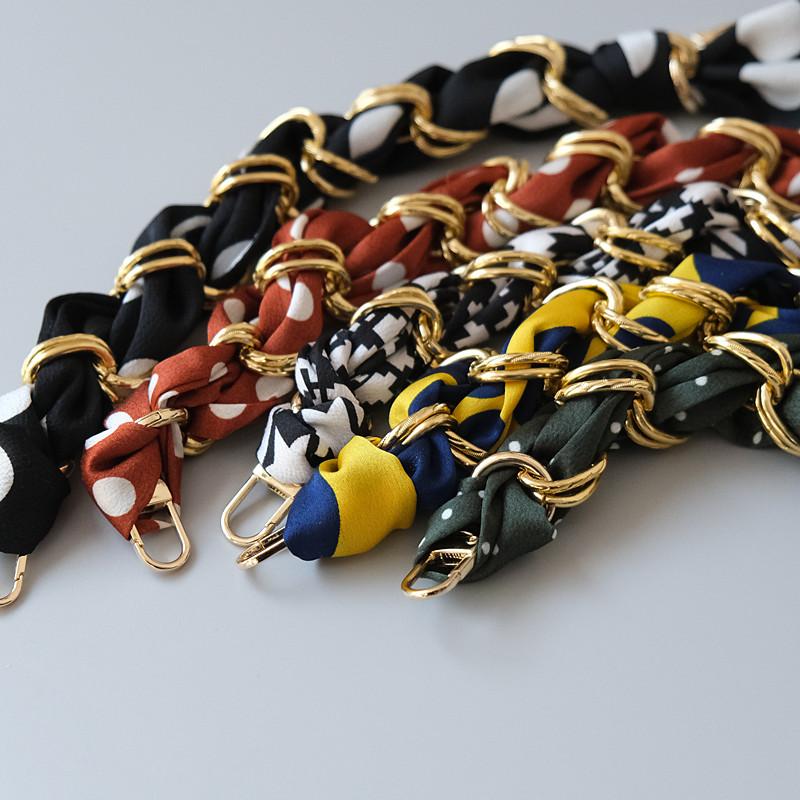 Neue Mode Frühling Sommer Frau Handtasche Zubehör Teil Ketten Abnehmbare Ersatz Red Dot Seide Scarve Strap Frauen DIY Kette