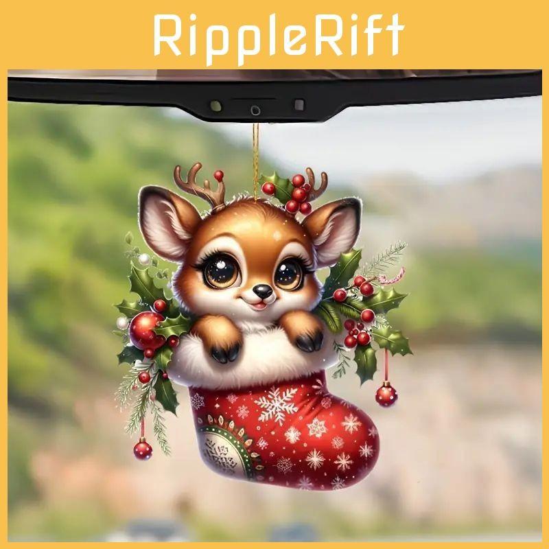 Holiday Pendant Car Cartoon Deer Design Acrylic Construction Festive Decoration