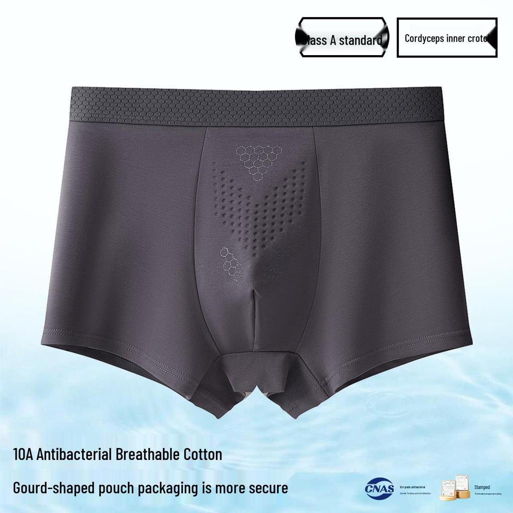 Men's A-Grade Pure Cotton Boxer Briefs: Antibacterial, Seamless, Breathable, Large Size, Four-Corner Design
