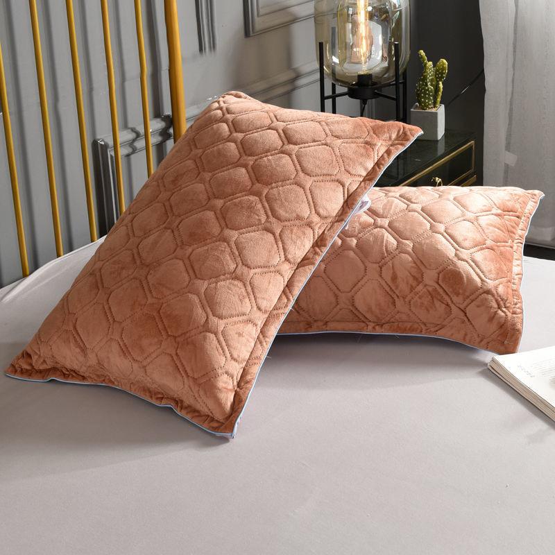 Winter Crystal Velvet Pillowcase Flannel Thicken Warm Coral Velvet Pillow Case Solid Color Bedding Pillow Cover 48cmx74cm