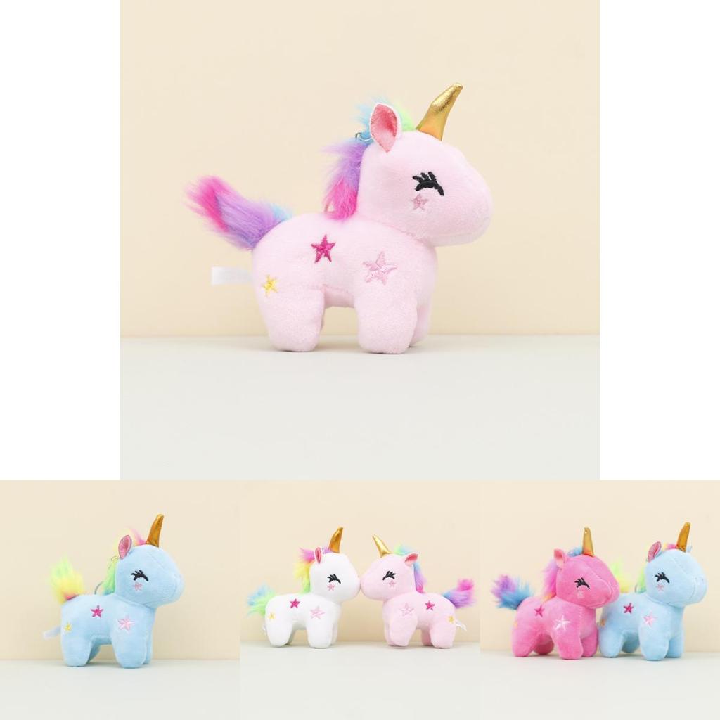 Portachiavi Peluche Unicorno Colorato Giocattolo Morbido Carino Accessorio per Matrimonio e Borsa