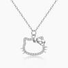 Sterling Silver Kitty Cat Pendant Necklace - Sweet & Lovely Women's Clavicle Chain