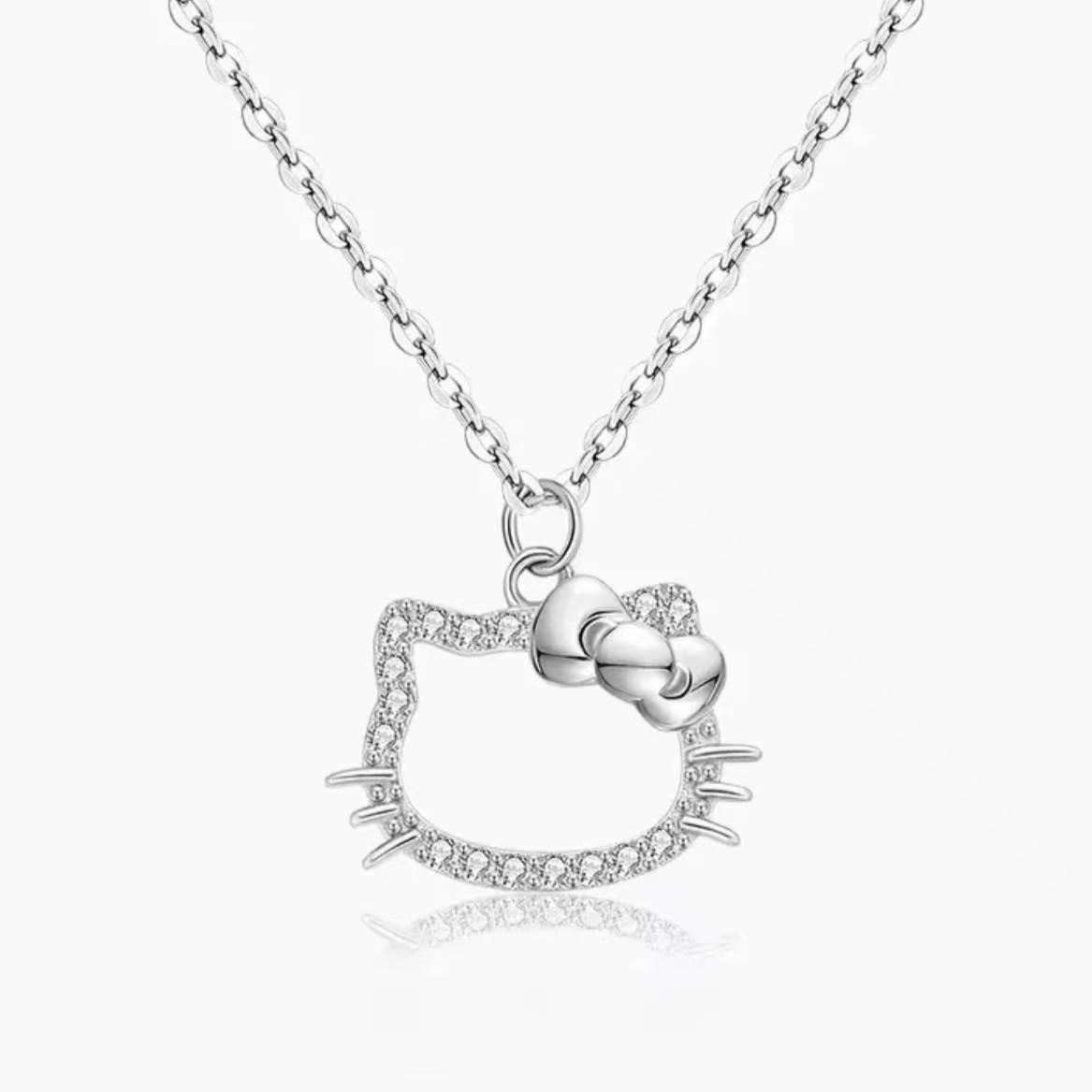 Sterling Silver Kitty Cat Pendant Necklace - Sweet & Lovely Women s Clavicle Chain S925 Silver