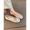 Ladies' Soft Soled Temperament Square Toe, Spring and Autumn Fatigue Flat Shoes, Single Shoes, Evening Style, Diamond Not French Style, Feet, Evening