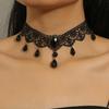 Dark Gothic Halloween Tassel Choker: High-End Black Lace Clavicle Necklace for Women